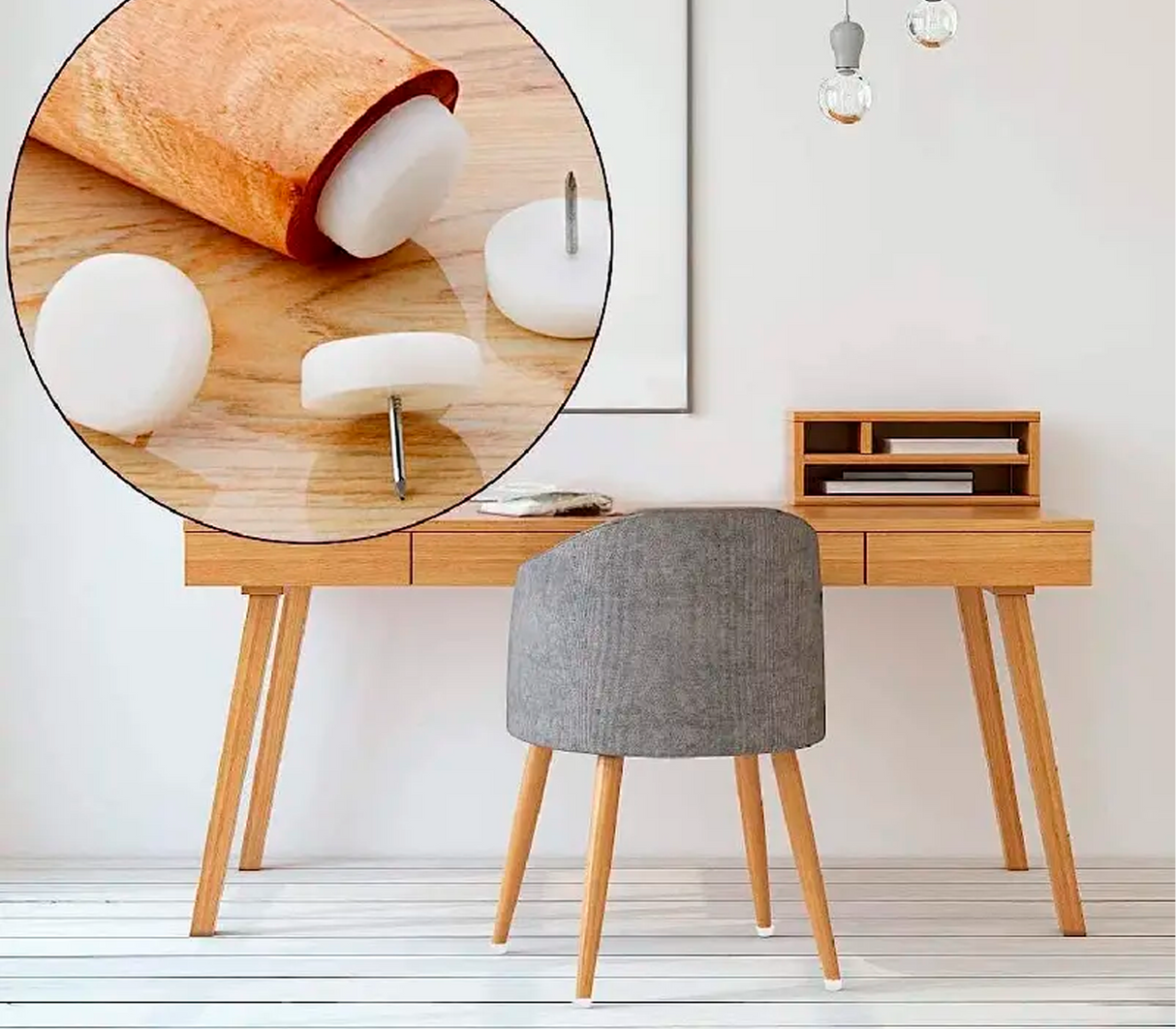 Deslizador plástico blanco 15mm x100 und Madecentro