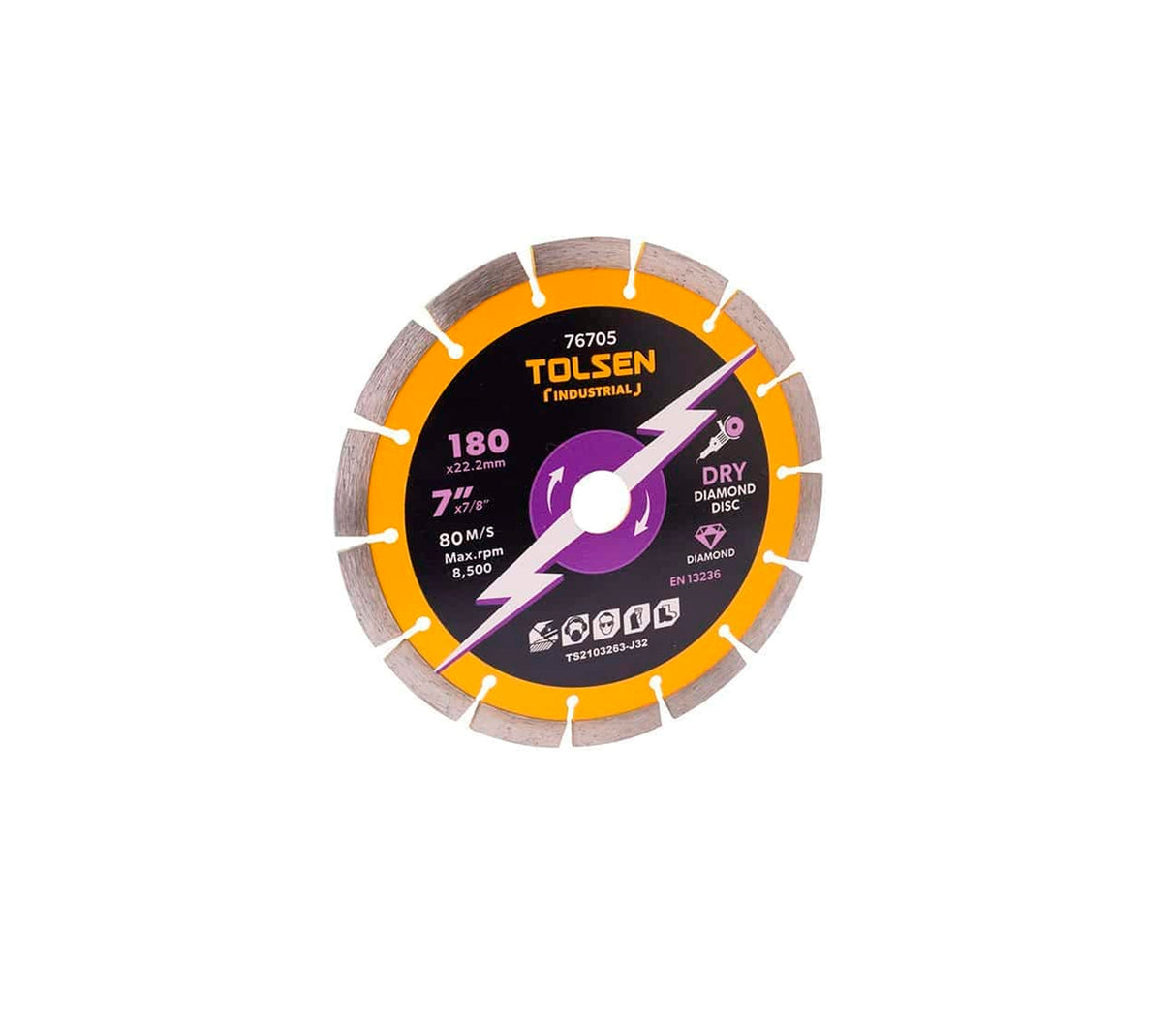 Disco de corte segmentado de diamante 7x7/8" Tolsen