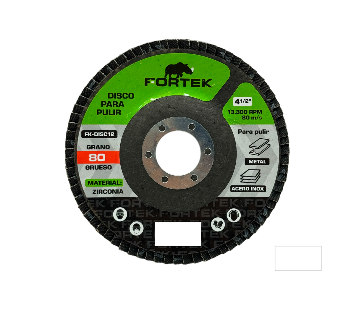 Disco para pulir madera 4 1/2" grano 80 grueso Fortek