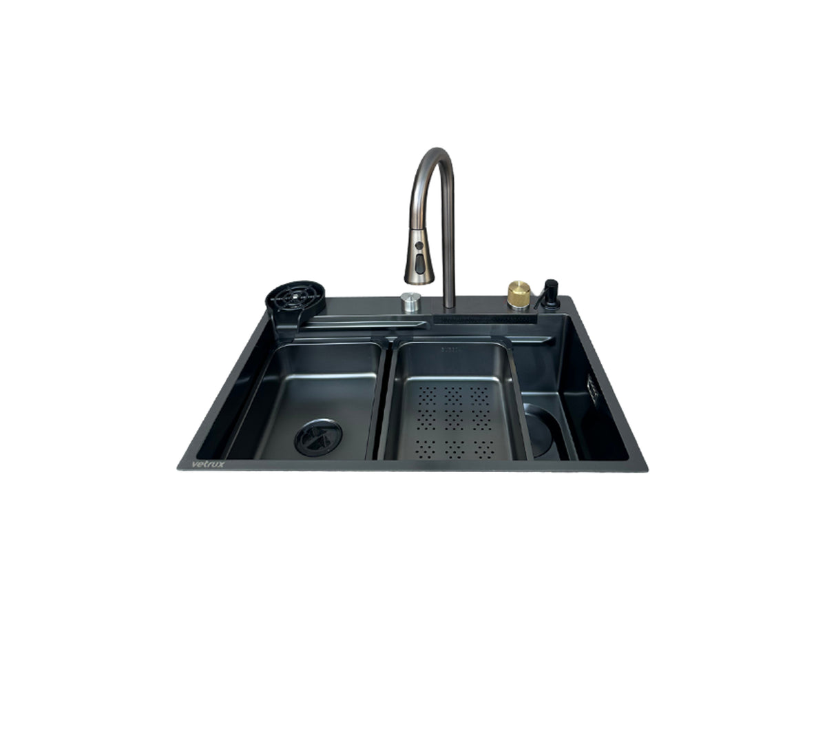 Fregadero Flusso 75 1 tina + accesorios acero Inox Vetrux