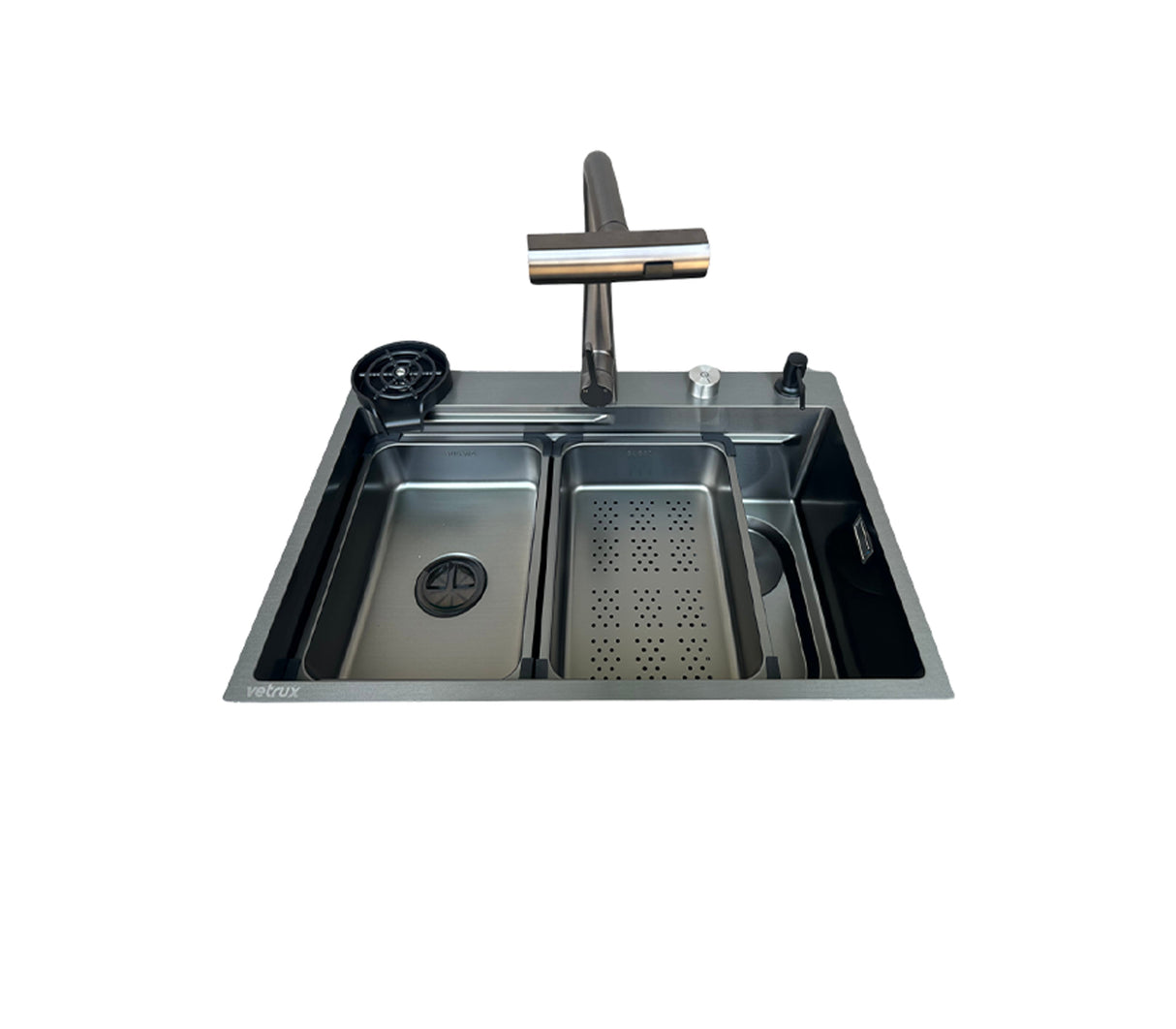 Fregadero Flusso Lite 80 1 tina + accesorios acero inox Vetrux