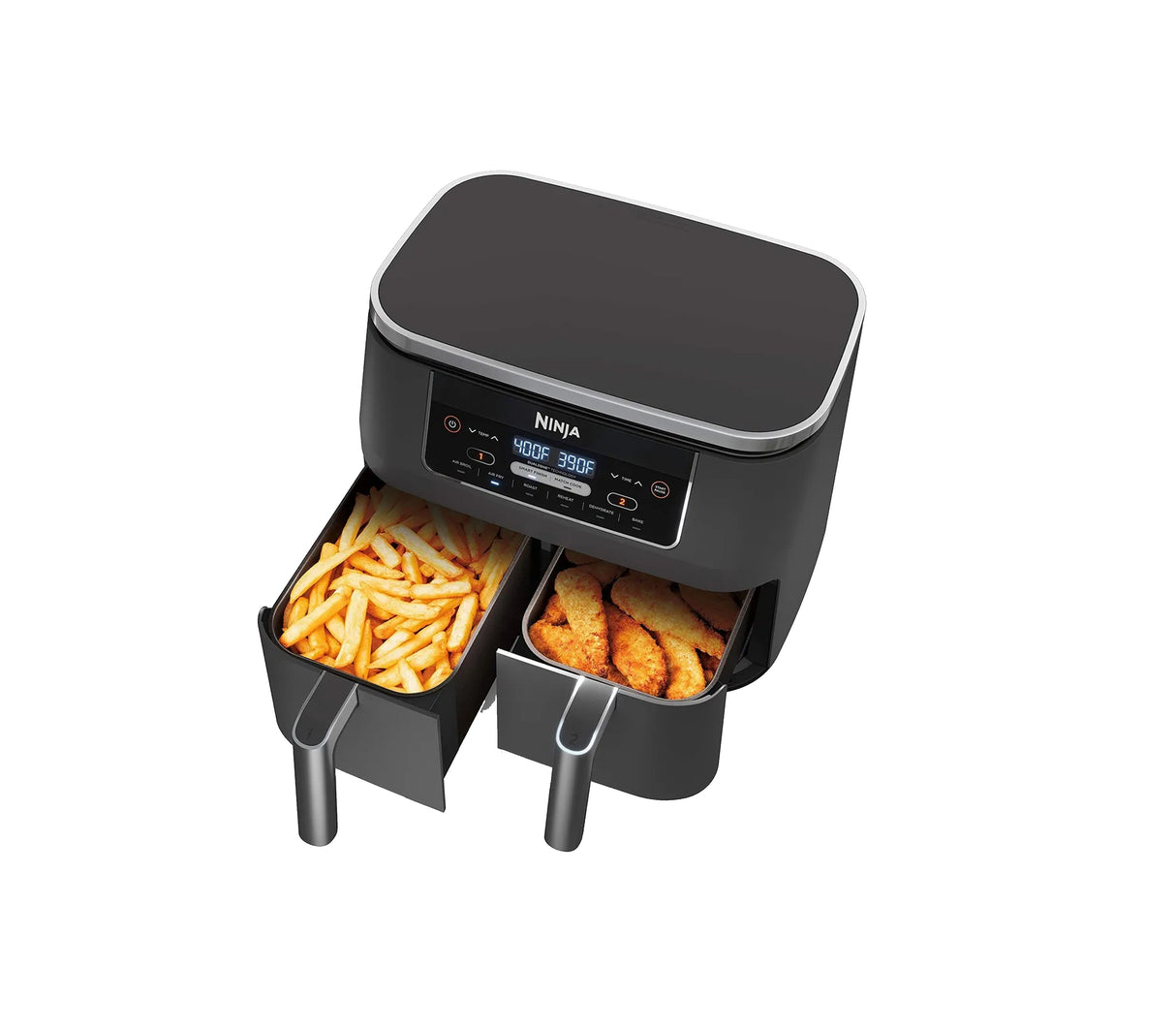 Freidora de aire ninja digital 2 canastas 6 en 1, 3.8 litros 1690w pantalla LED negra Ninja