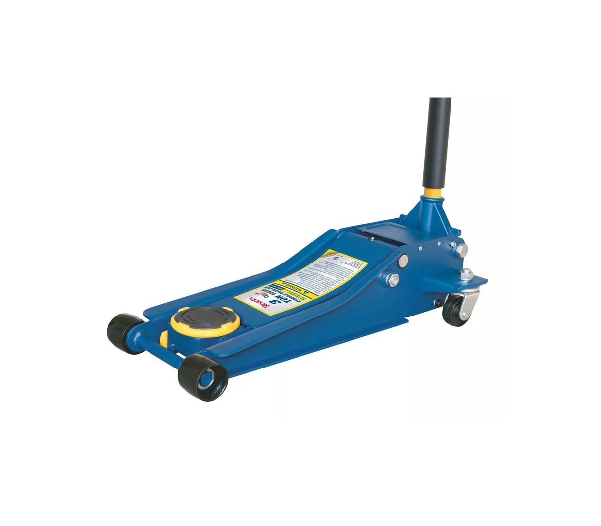 Gato hidráulico caimán perfil bajo 3 toneladas doble pistón azul Roccia