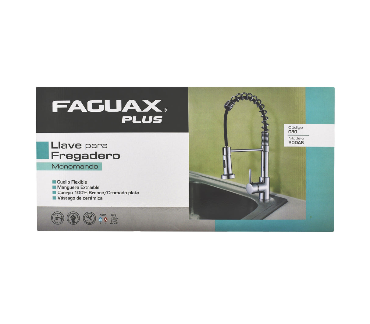 Grifería para fregadero 8 monomando rodas g80 Faguax