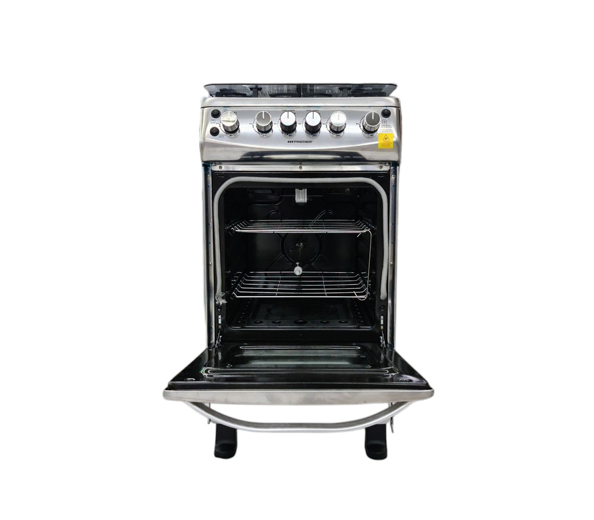 Cocina a gas 20" de piso 4 hornillas con horno acero inoxidable Premier