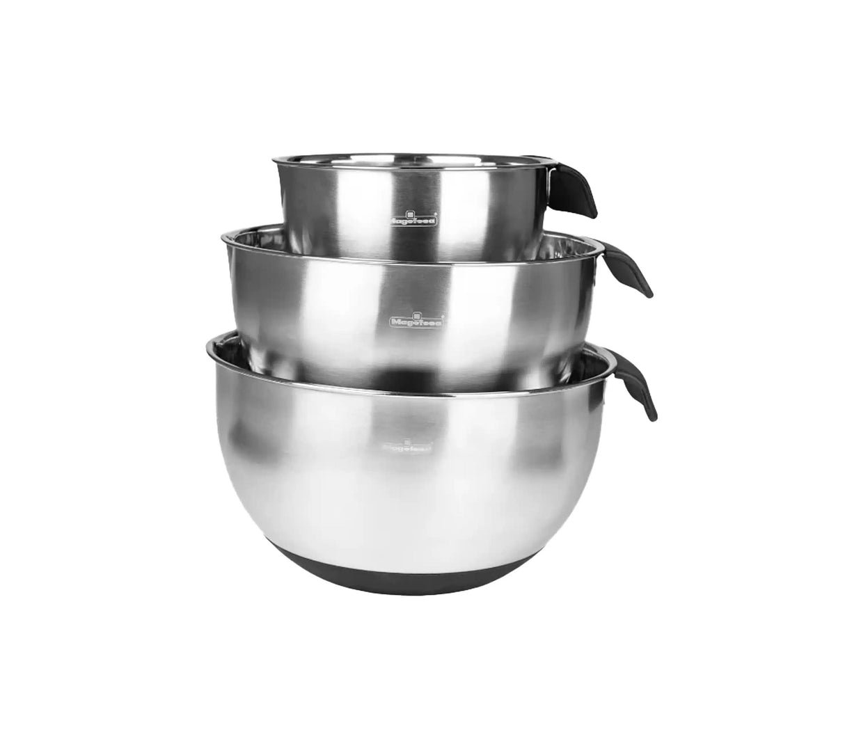 Juego de 3 piezas bowls de acero con tapa Magefesa