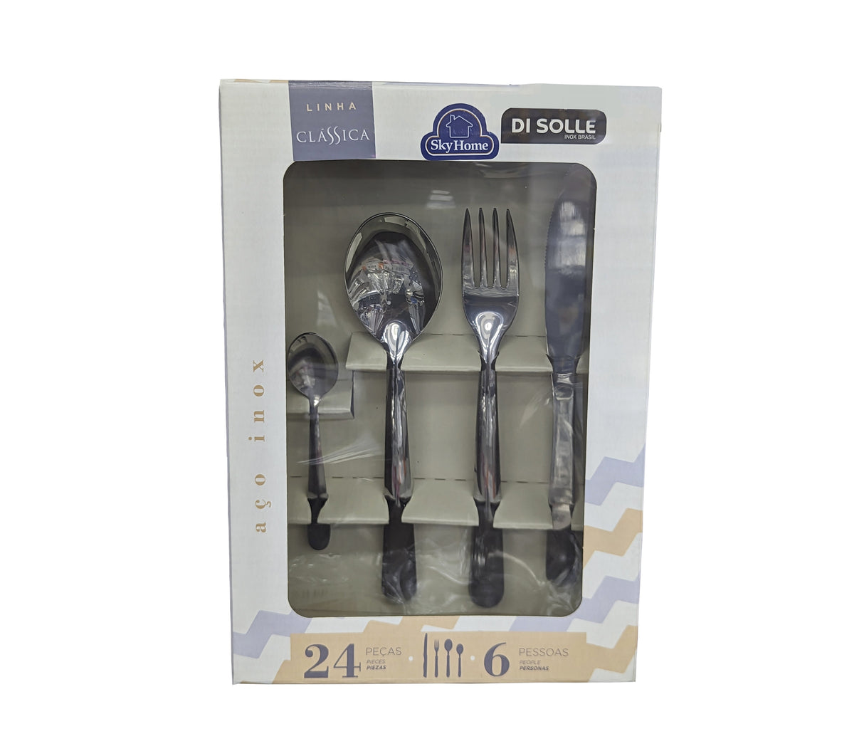 Juego de cubiertos 24 piezas acero inoxidable Modelo clásico Sky Home