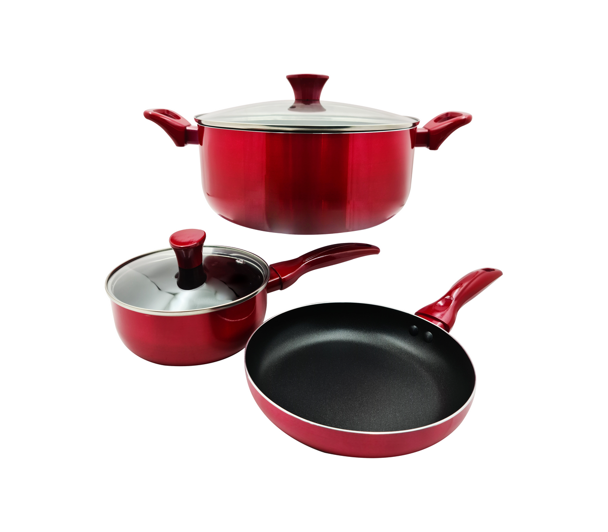 Juego de ollas 5 pz Delux rojo Sujoya