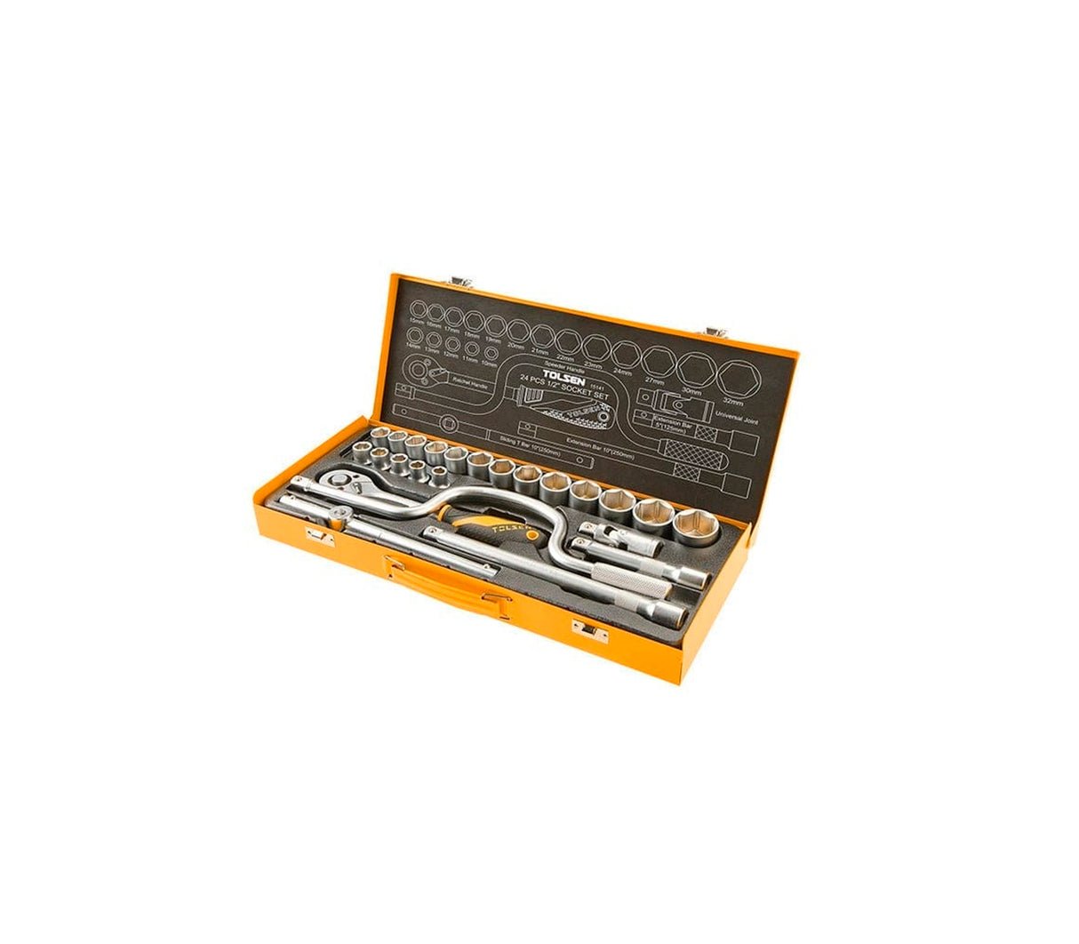 Juego de 24 piezas 1/2" dados milimétricos Tolsen