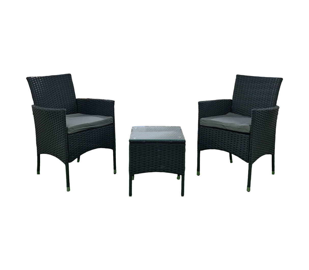 Juego de recibo 2 puestos mas mesa de centro en rattan negro/gris Powerfik