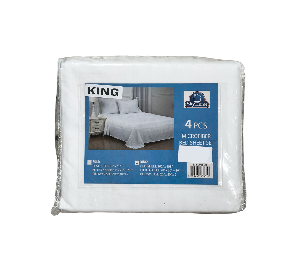 Juego de sábana King 4 piezas blanco Sky Home