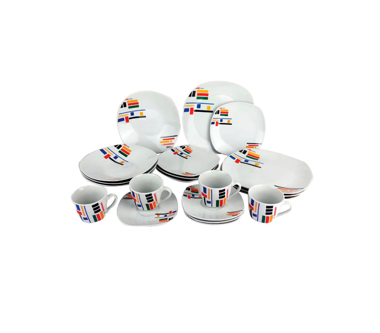 Juego de vajilla 20 piezas blanca con diseño Pamorde