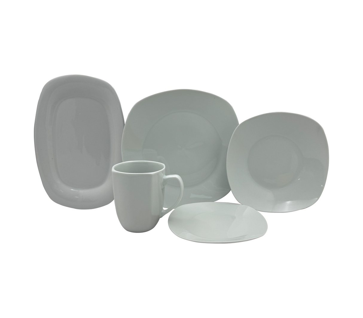 Juego de vajillas 17pz cuadrado blanca Sujoya