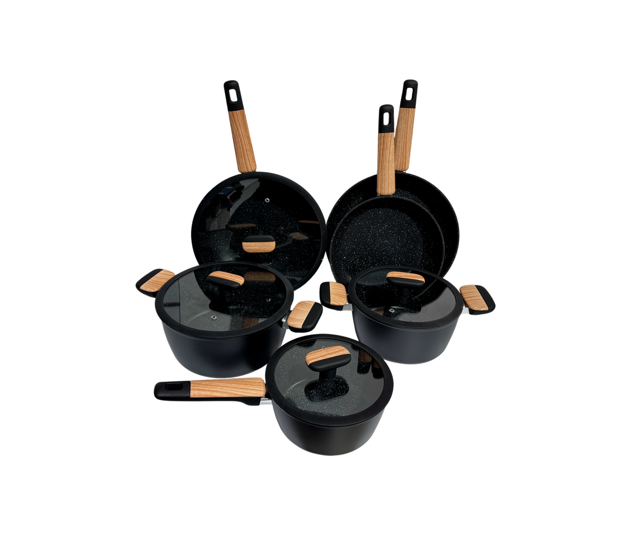 Juego de ollas DI´ROCCA negro 10 piezas alta gama of25-10PCS ROCCIA