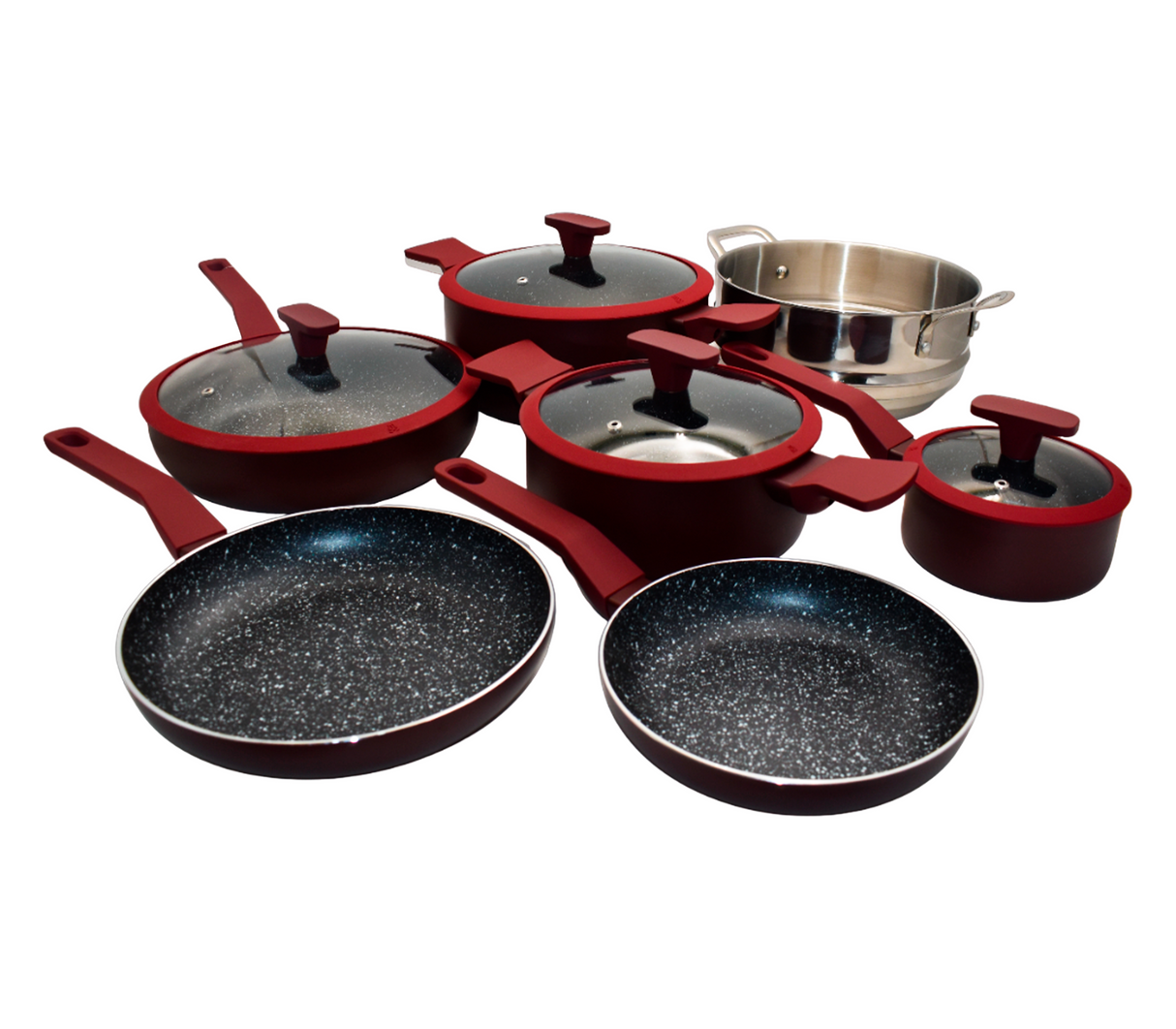 Juego de ollas 11 piezas aluminio Supra vinotinto Mageflon