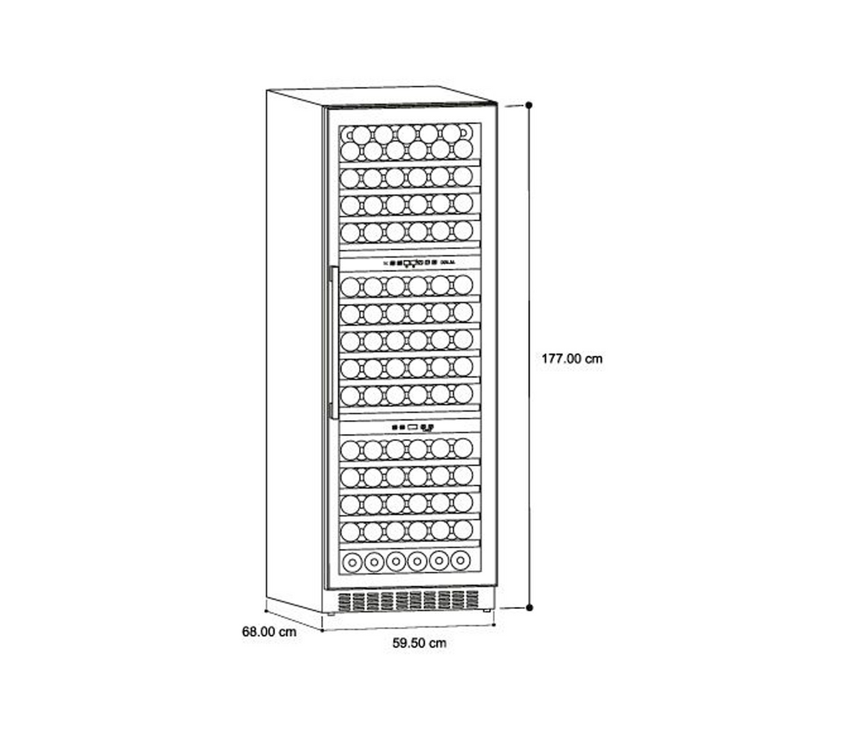 Vinera empotrable con compresor 160 botellas acero Lambrusco Drija