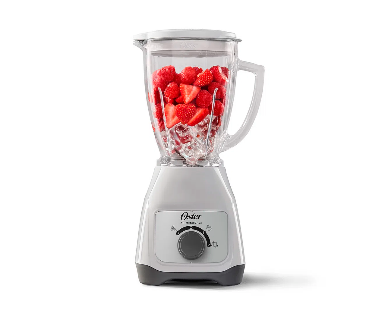 Licuadora 2 velocidades con perilla vaso de vidrio 1.5 litros 550W blanca Oster