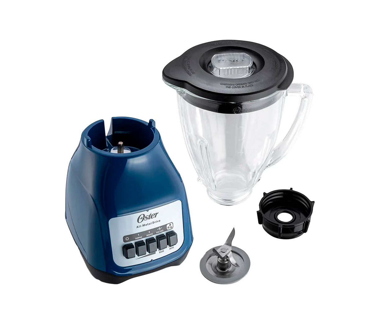 Licuadora 2 velocidades vaso de vidrio 1.5 litros azul 550W Oster