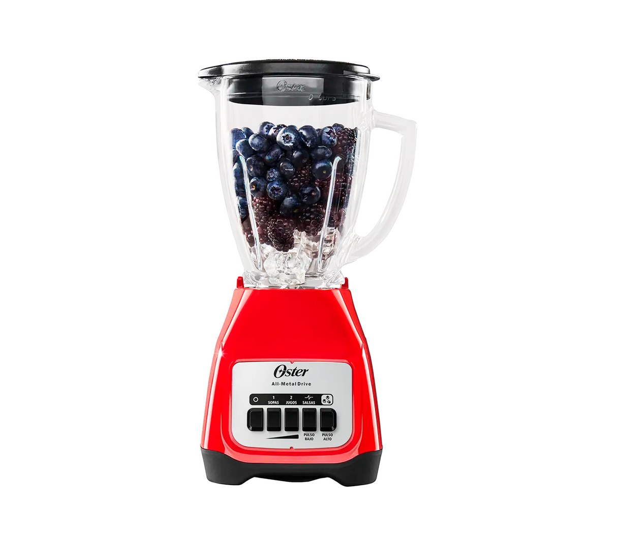 Licuadora 2 velocidades vaso de vidrio 1.5 litros 550W roja Oster