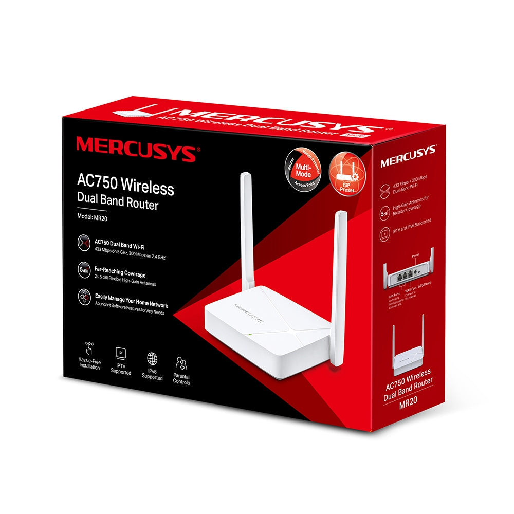 Router inalámbrico doble banda 2 Antenas AC750 Mercusys