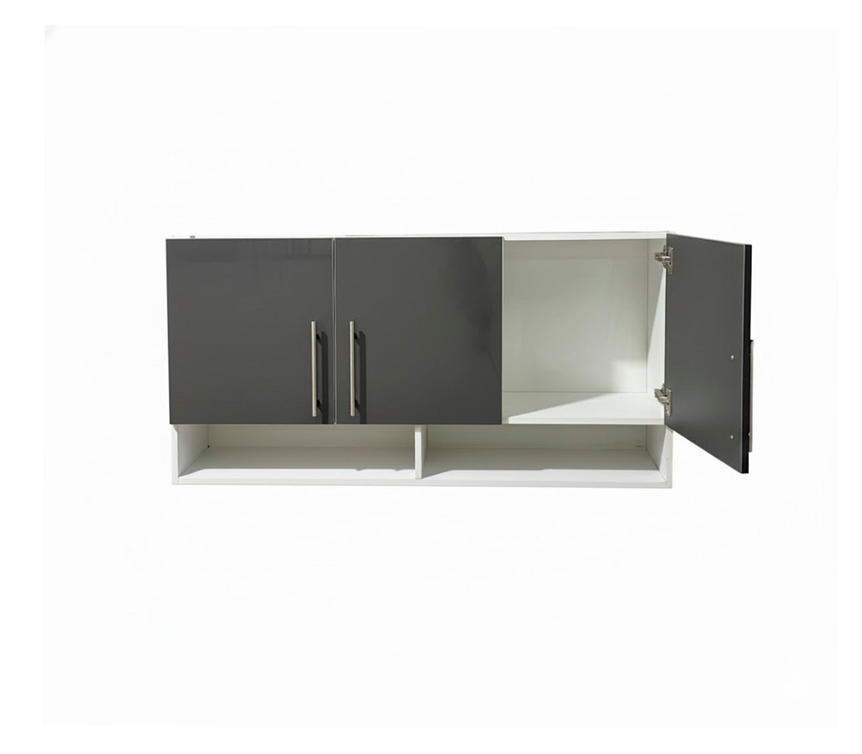 Mueble aéreo de cocina 3 puertas con condimentero gris oscuro alto brillo Powerfik