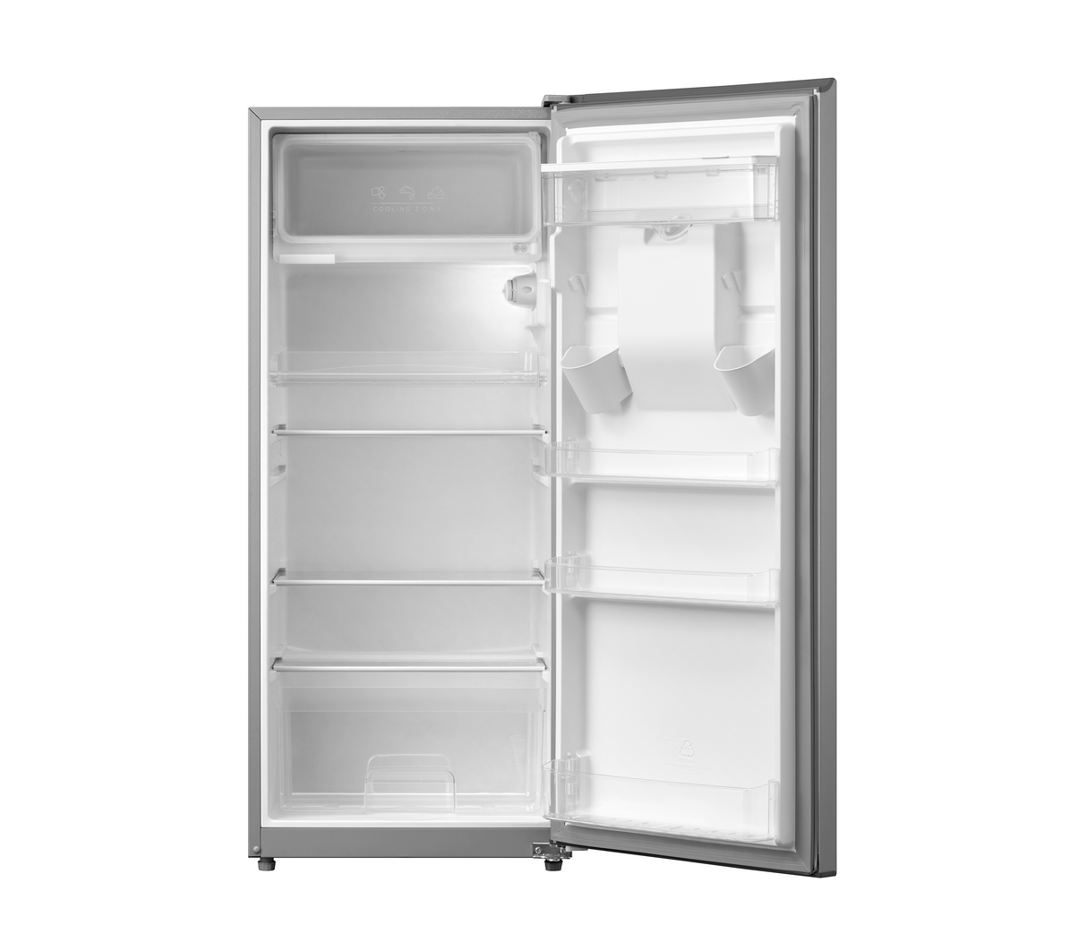 Nevera Single Door semi escarcha 6.7 pies con dispensador silver Omega Electronics