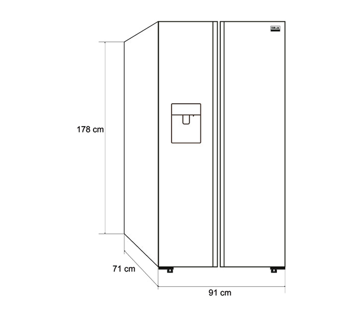 Nevera side by side black con dispensador 566 Lt puerta tipo espejo negra Drija