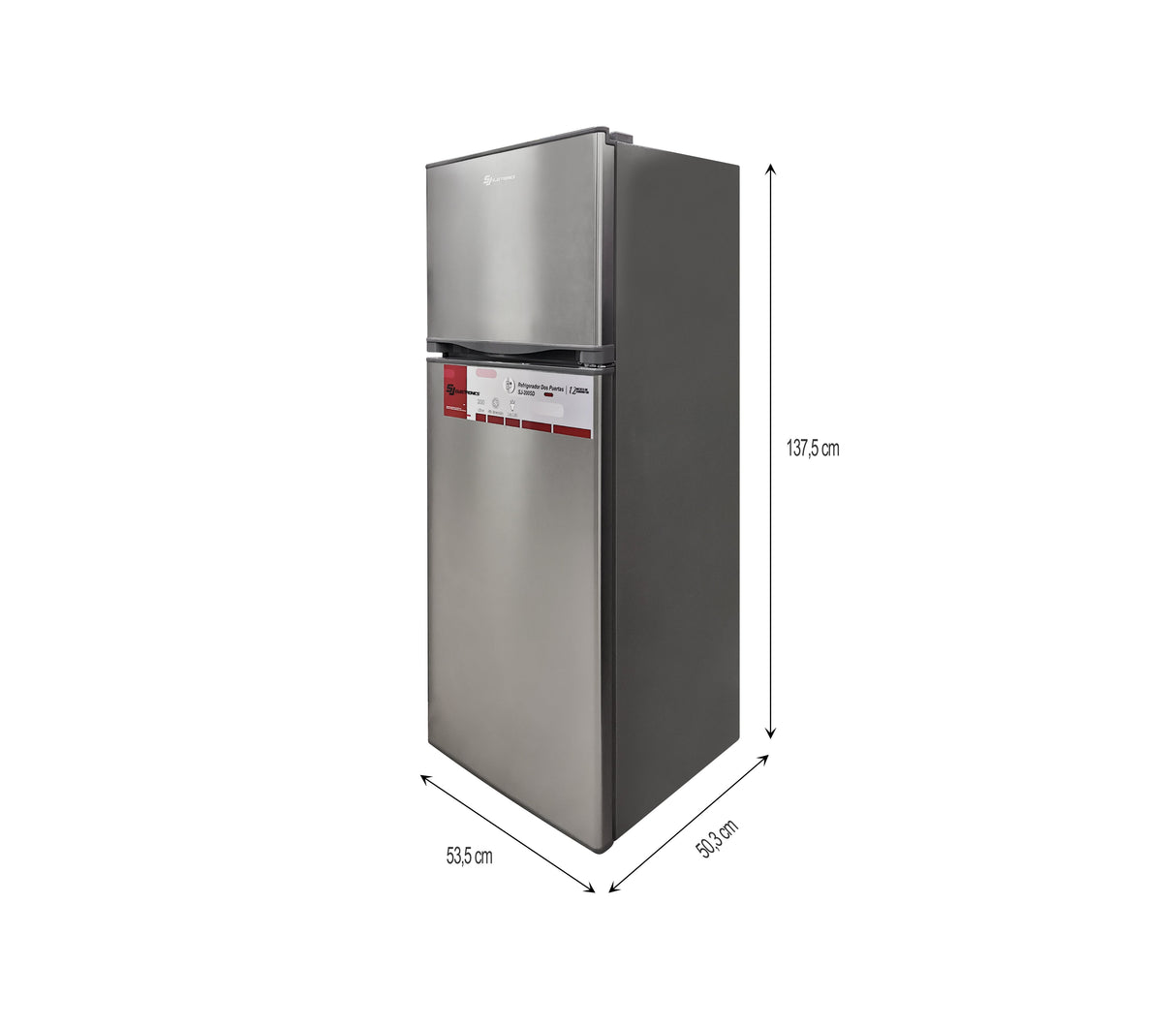 Nevera Top Mount sin escarcha 200 litros acero inoxidable Sj Electronics