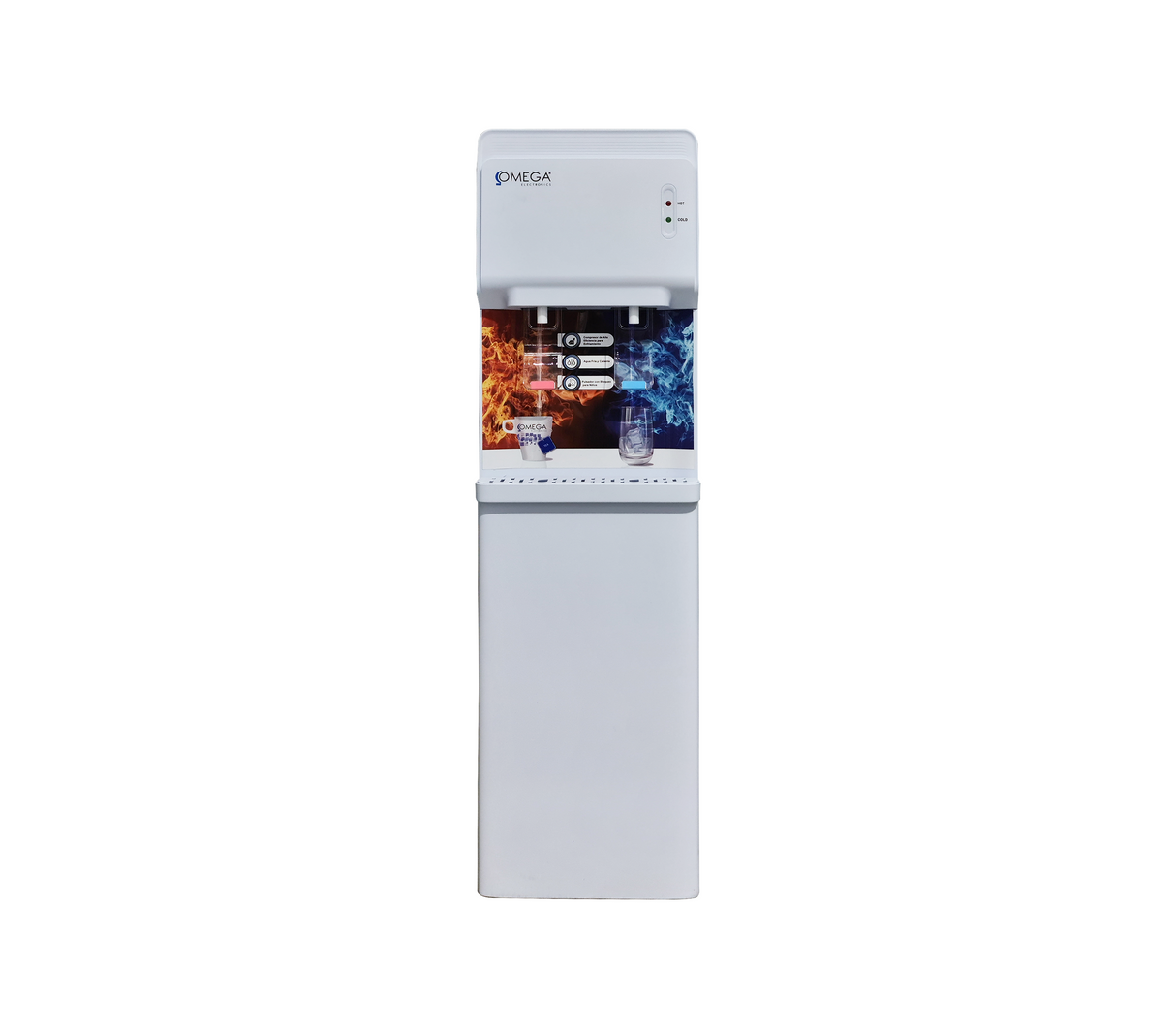 Dispensador de agua fría/caliente blanco c/carga superior Omega Electronics