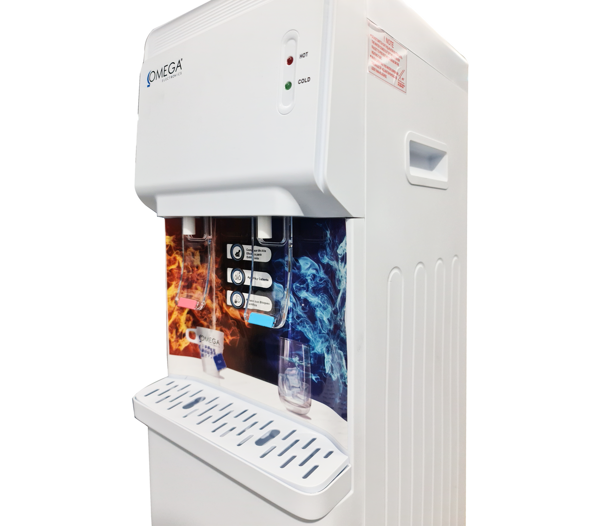 Dispensador de agua fría/caliente blanco c/carga superior Omega Electronics