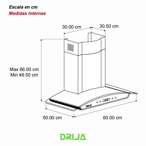 Campana Prisma Touch 60 cm acero Drija