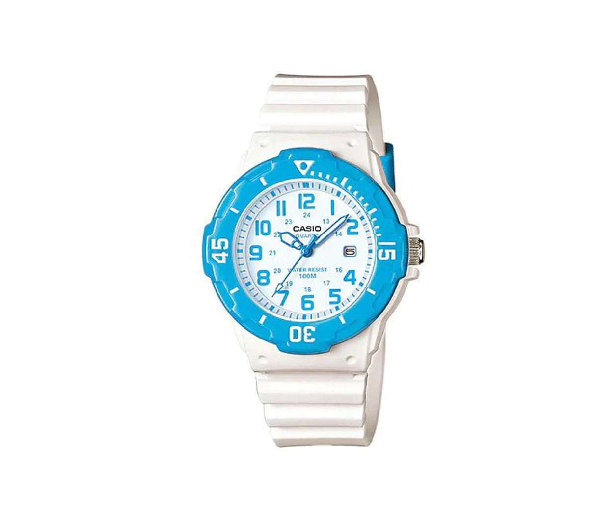 Reloj analógico para niños correa de resina blanco/azul Casio