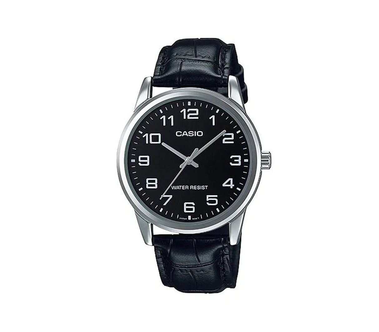 Reloj análogo casual correa de cuero negro Casio