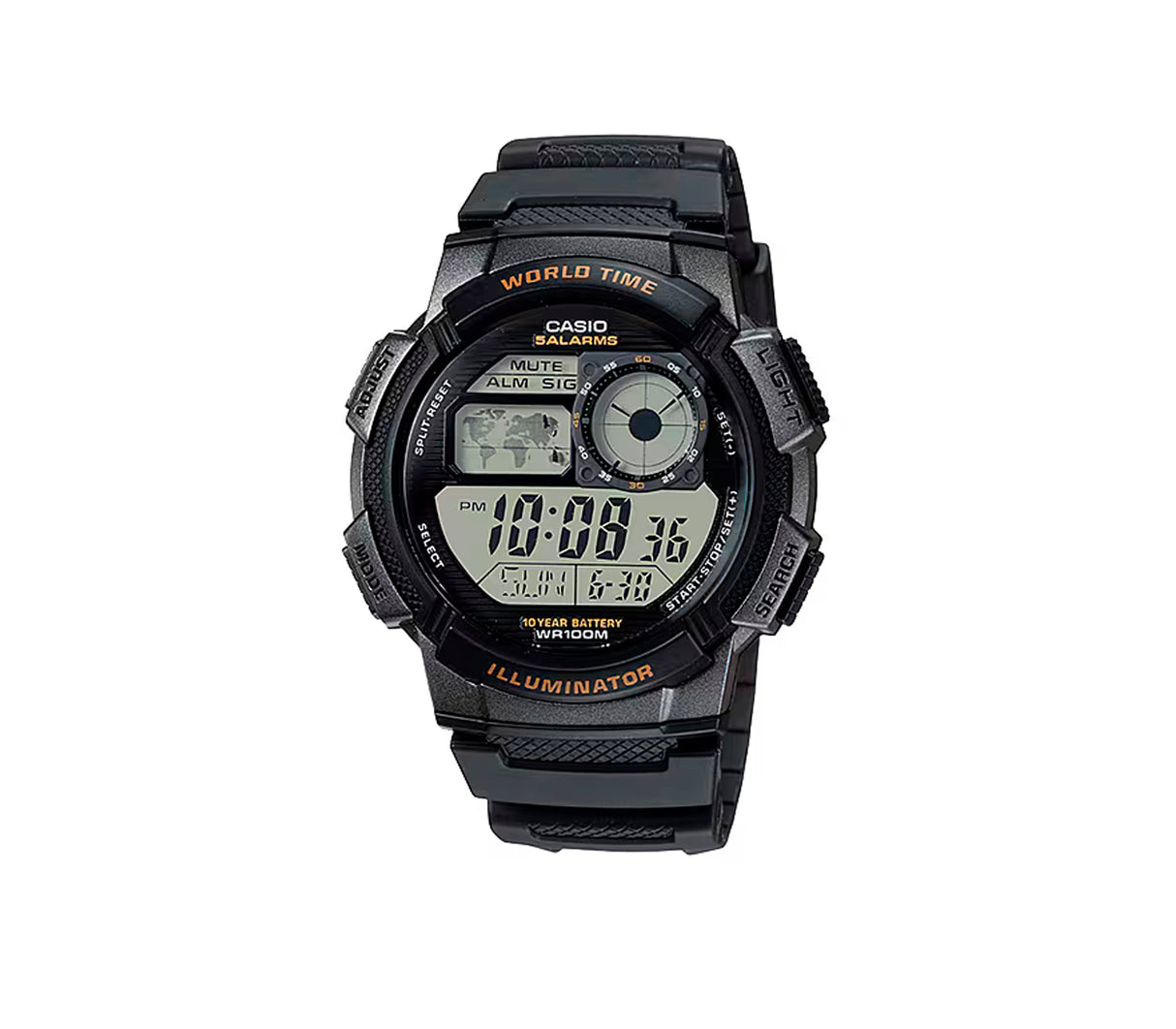 Reloj digital para caballero World Time negro Casio
