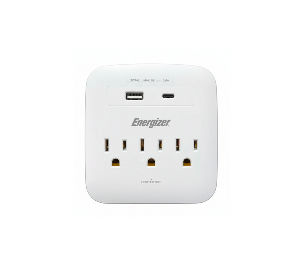 Regleta cuadrada 3 tomas c/puerto usb Energizer