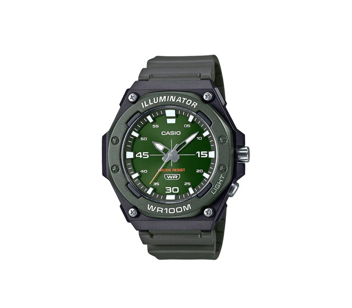 Reloj analógico deportivo para caballero negro/verde Casio