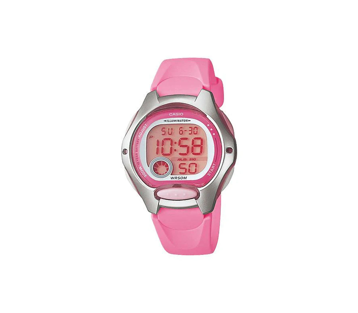 Reloj digital para niños correa de resina rosado/plateado Casio
