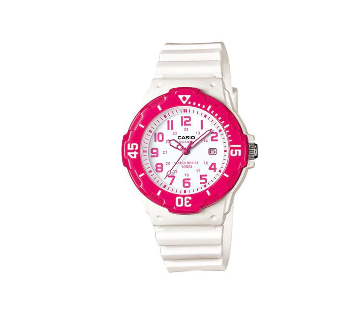 Reloj analógico para niños correa de resina blanco/rosado Casio