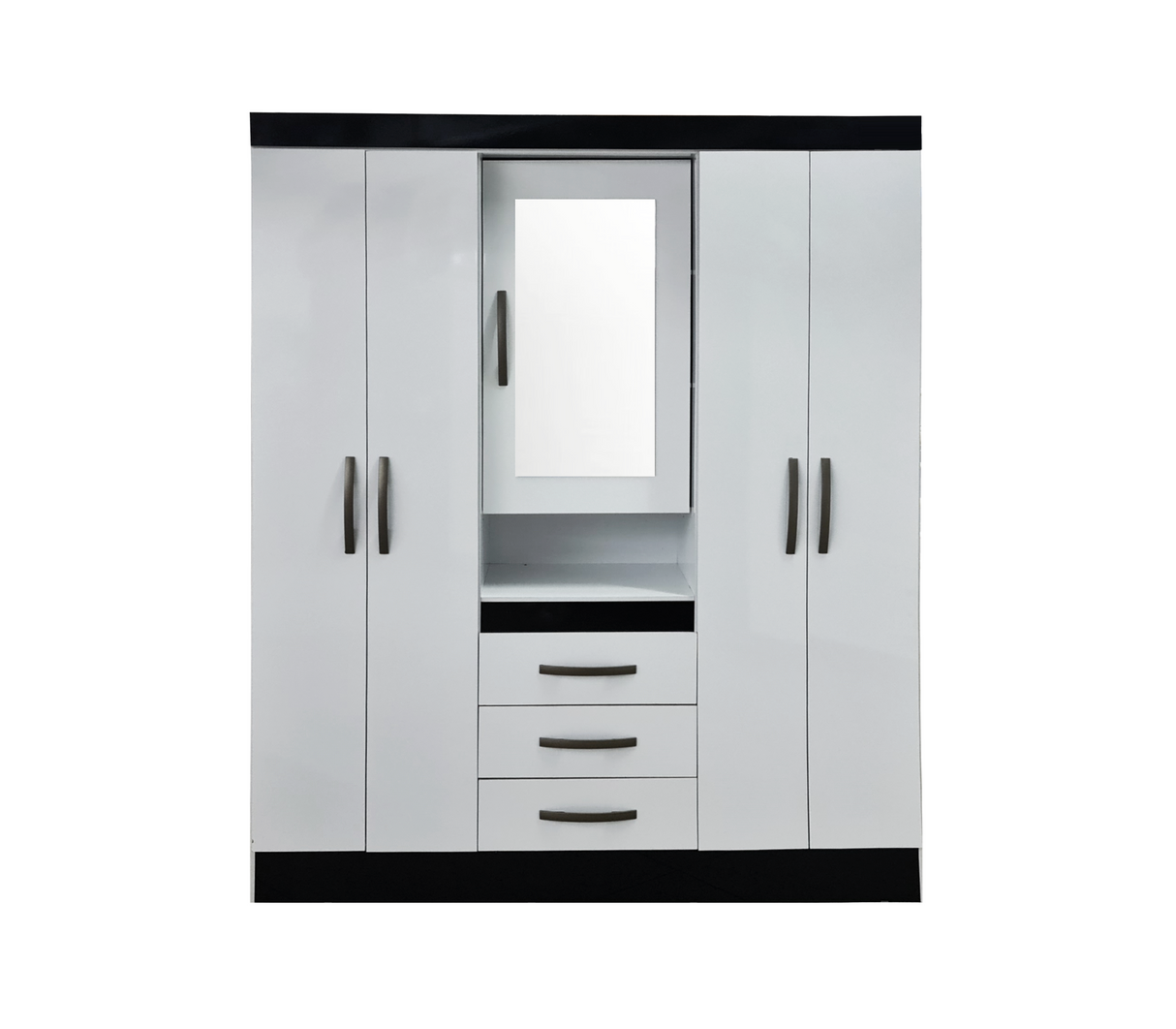 Ropero 876442 Caracas 5puertas 3gavetas y espejo bl-ng-rs Dj Muebles