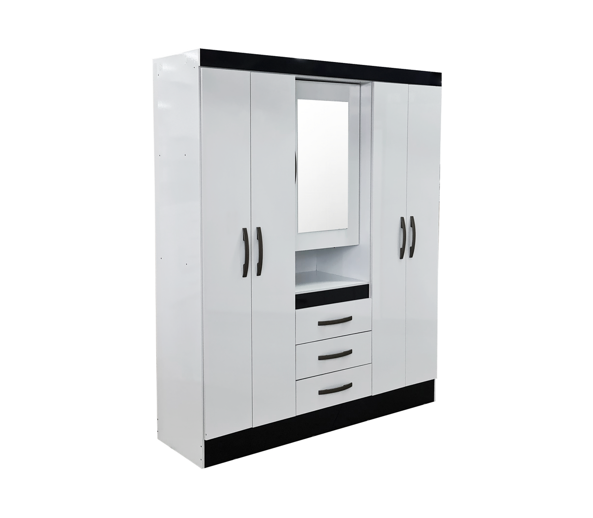 Ropero 876442 caracas 5puertas 3gavetas y espejo bl-ng-rs Dj Muebles