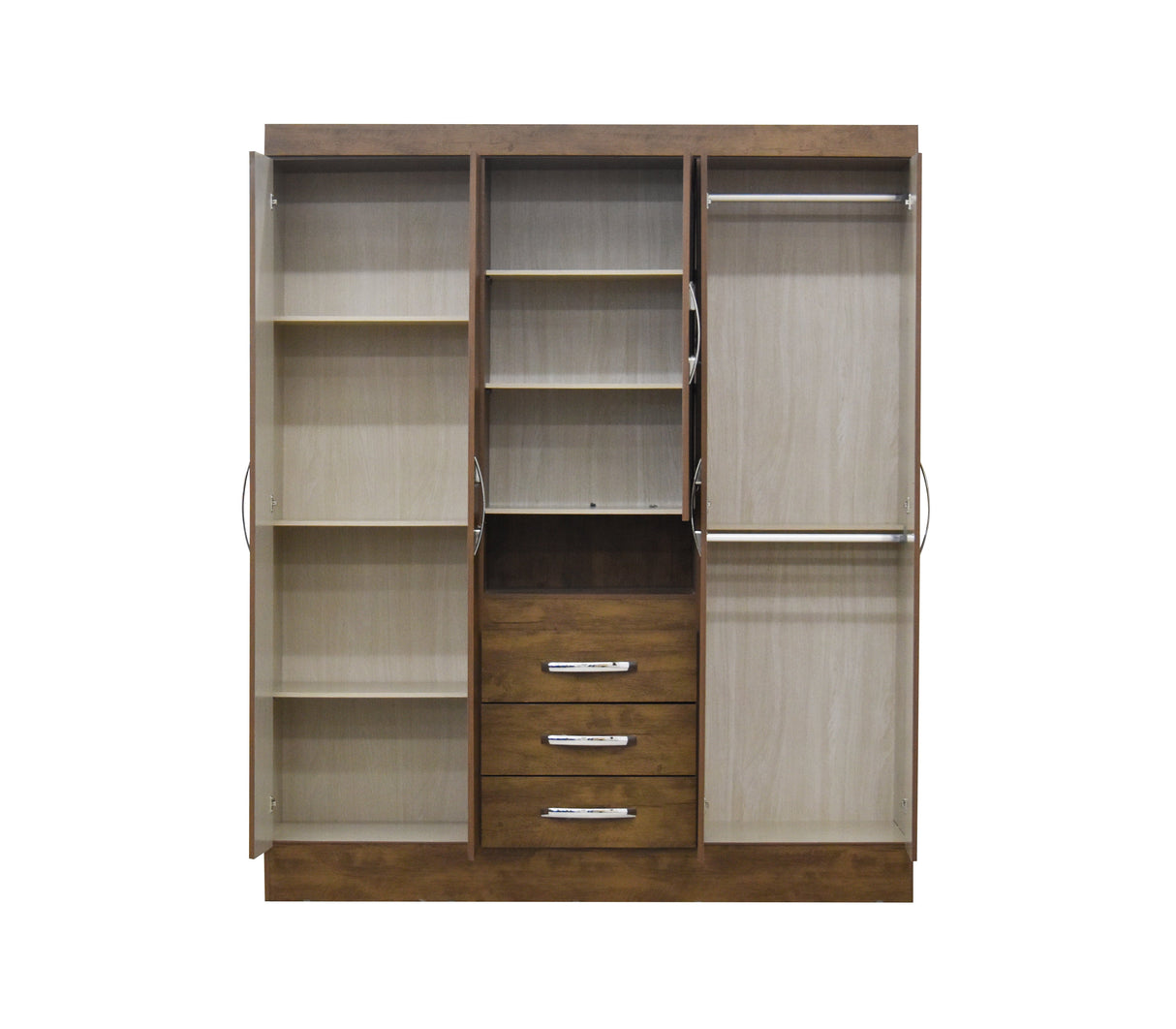 Ropero Perú 832331.3 5 puertas 3 gavetas castaño c/ptas y espejo Dj Muebles