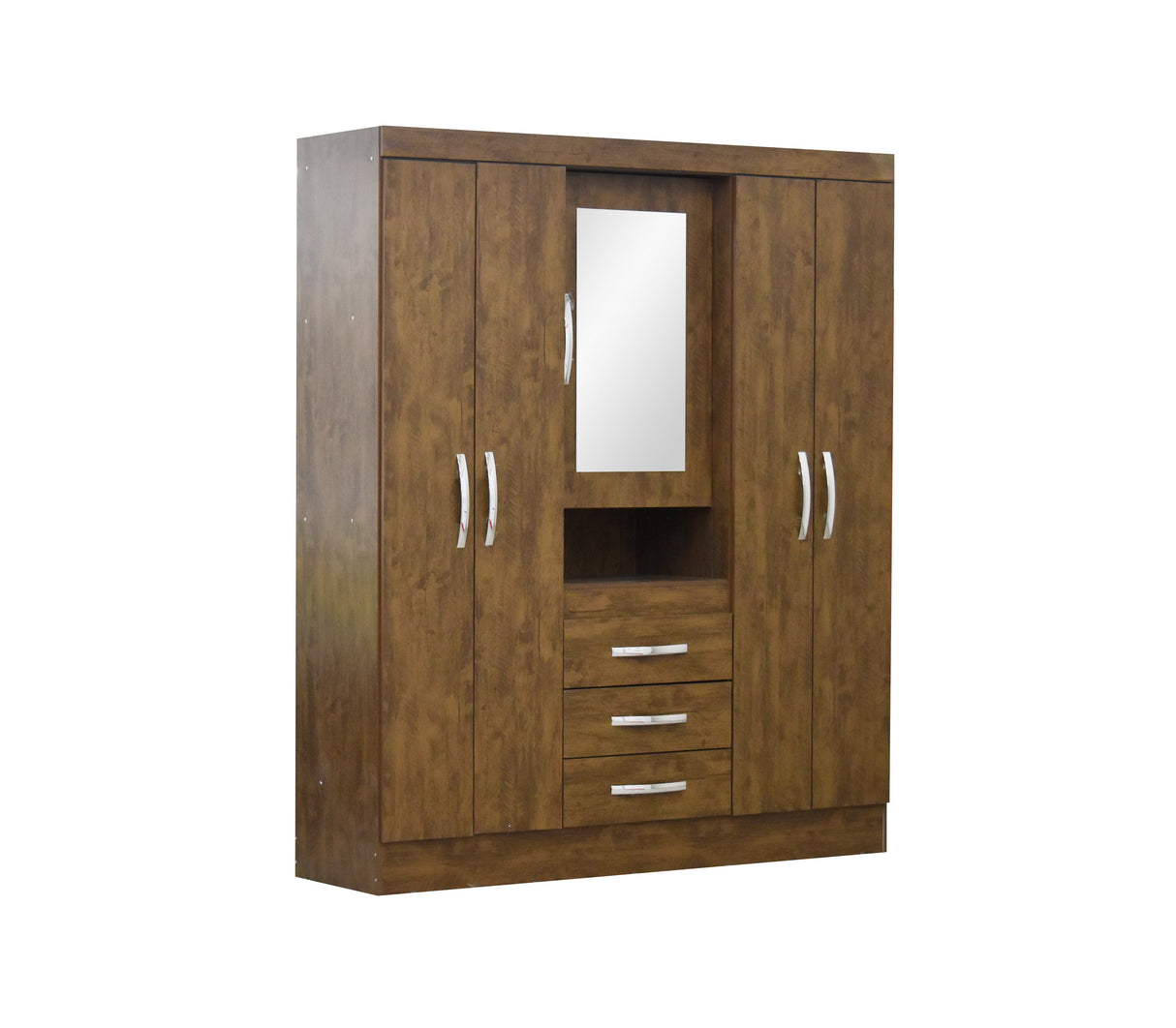 Ropero Perú 832331.3 5 puertas 3 gavetas castaño c/ptas y espejo Dj Muebles