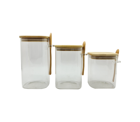 Set de 3 contenedores con cucharilla de madera Sujoya