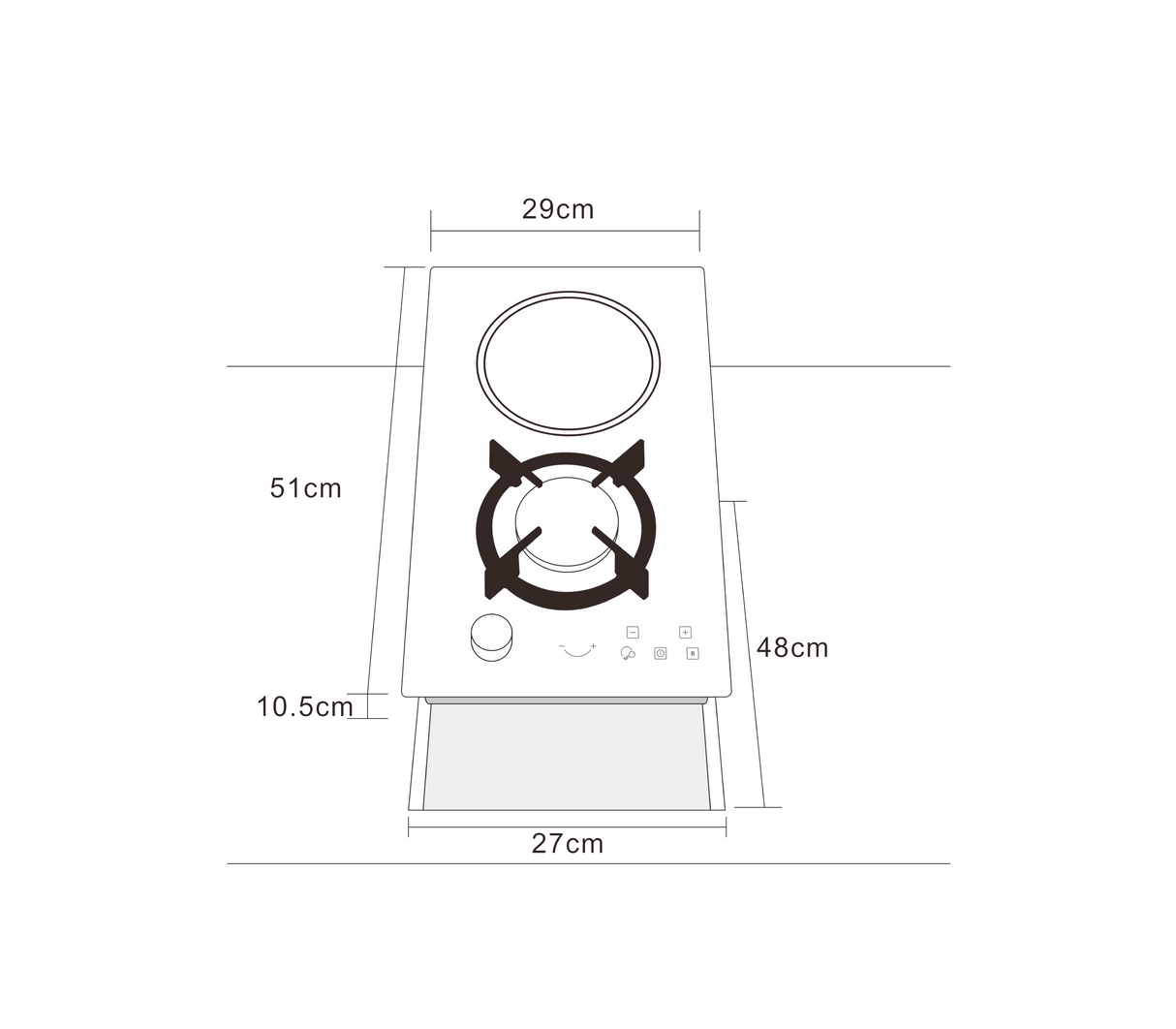 Tope de cocina dual Sicilia 30cm 2 hornillas 110v 29x51x10.5cm negro Drija