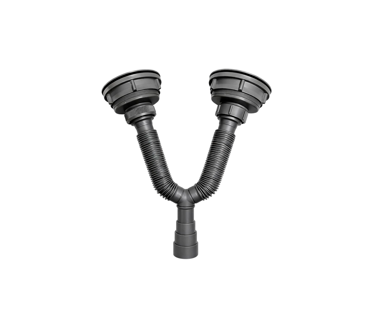 Sifón flexible de 1 1/2" doble con desagüe para fregadero gris Metales Aleados