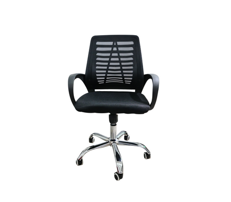 Silla de oficina ergonómica ajustable y giratoria con respaldo alto y soporte lumbar negra Powerfik