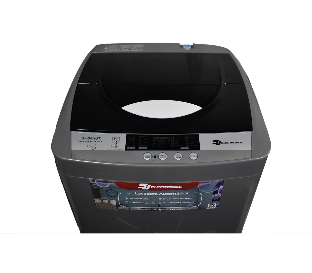 Lavadora automática 8 Kg gris Sj Electronics
