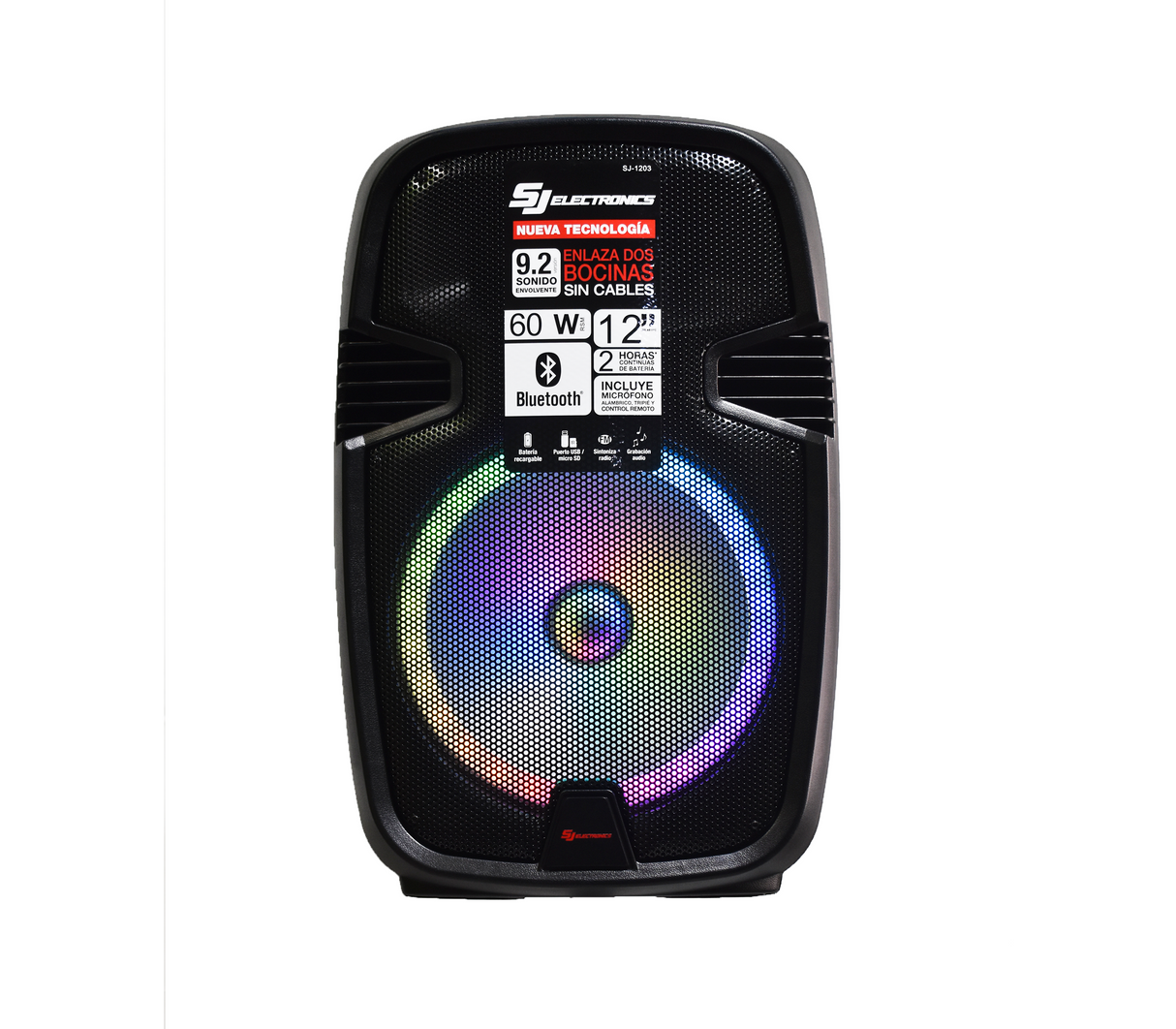 Corneta recargable 12" 60W paral y micrófono alambrico Sj Electronics