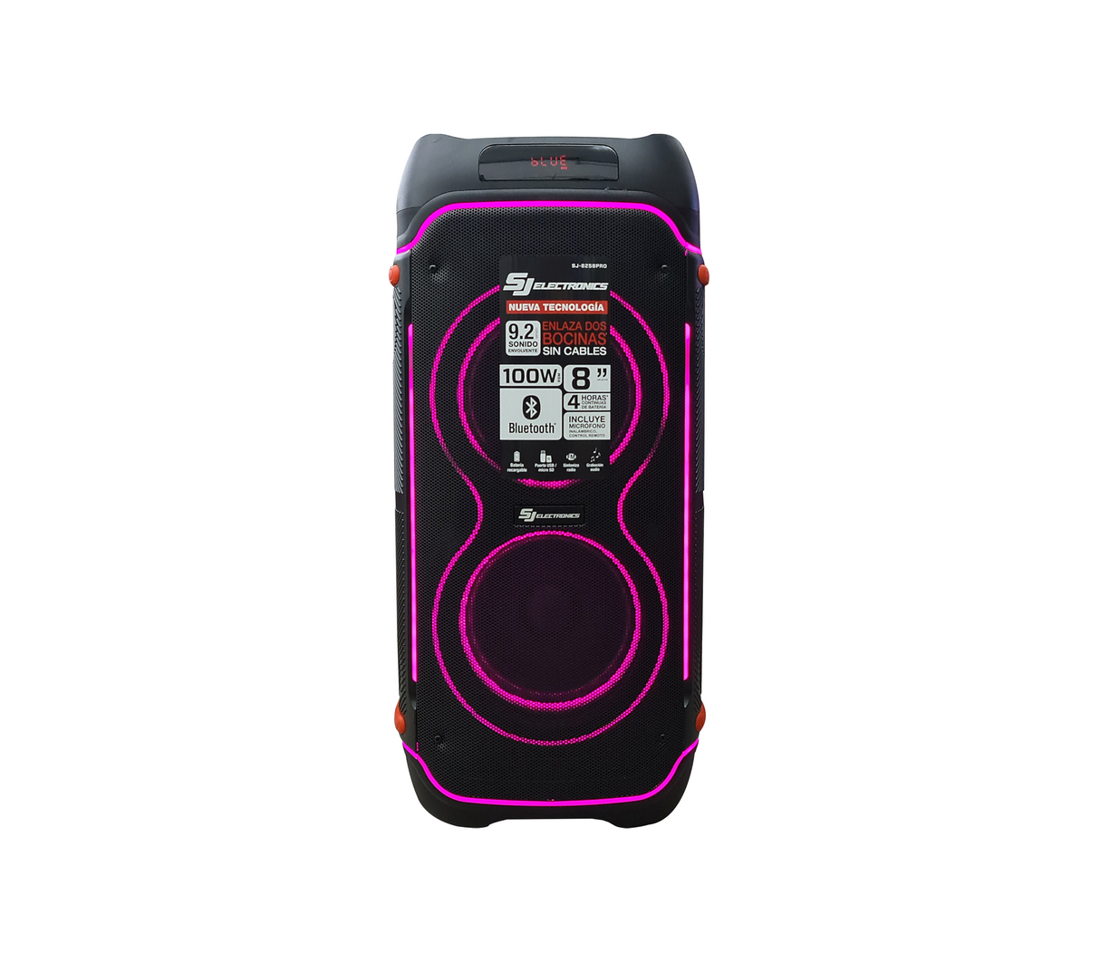 Corneta recargable 8" x2 tf/usb/pant. Led 80w/100w Sj Electronics