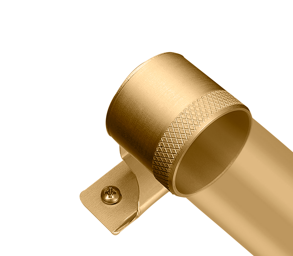 Soporte cilíndrico curva aluminio oro 25mm Tauro